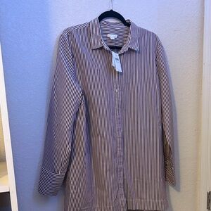 J. Jill Burgundy and Cream Striped Top